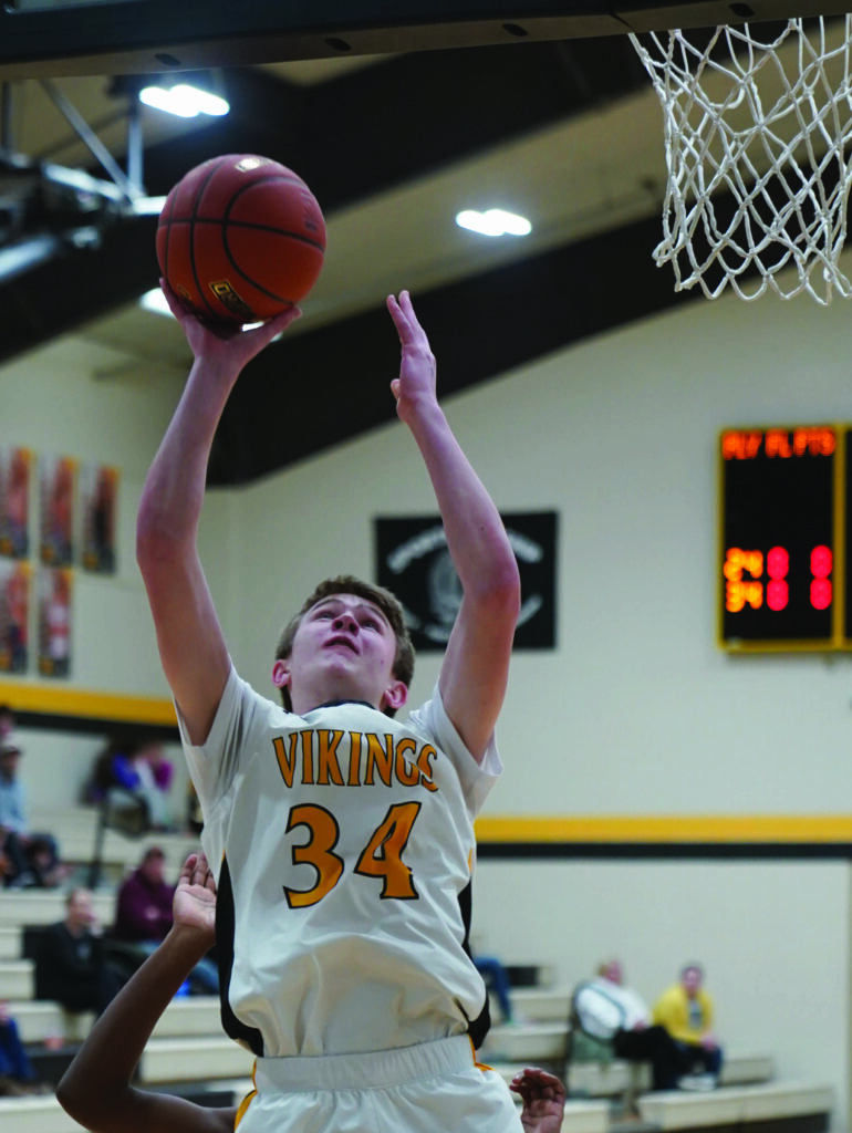 James Valley Christian’s Kyler Boomsma puts up a shot during a game against Aberdeen Christian on Thursday at the JVC gym.