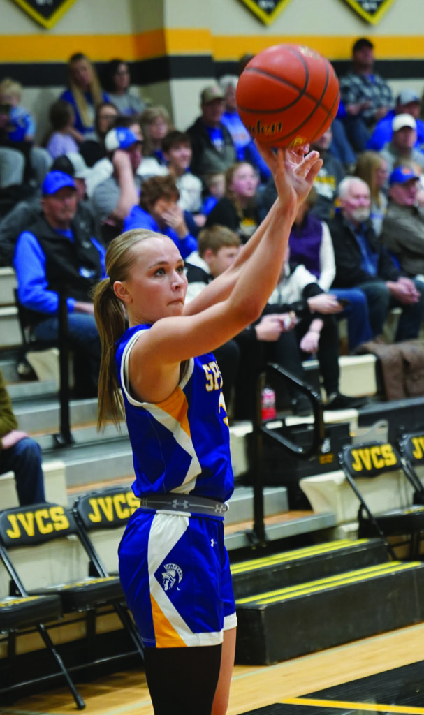MIKE CARROLL/PLAINSMAN
Londyn Mikkelson of Wessington Springs puts up a 3-pointer during a game against James Valley Christian on Friday at the JVC gym. 