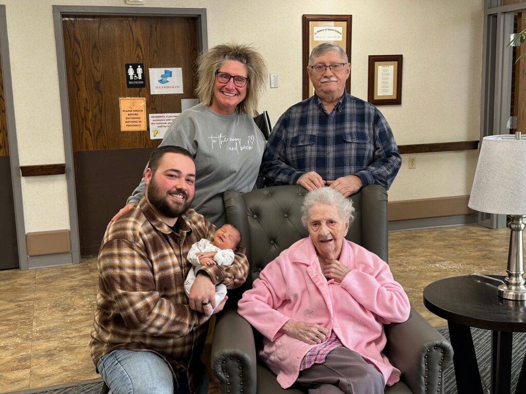 Courtesy Photo Gail (99), Teri (72), Angie (47), Dillon (26), and Arvella (three weeks).