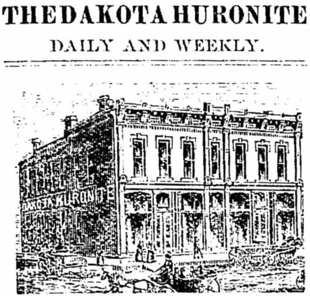 Front page image from March 30, 1886 Daily Huronite