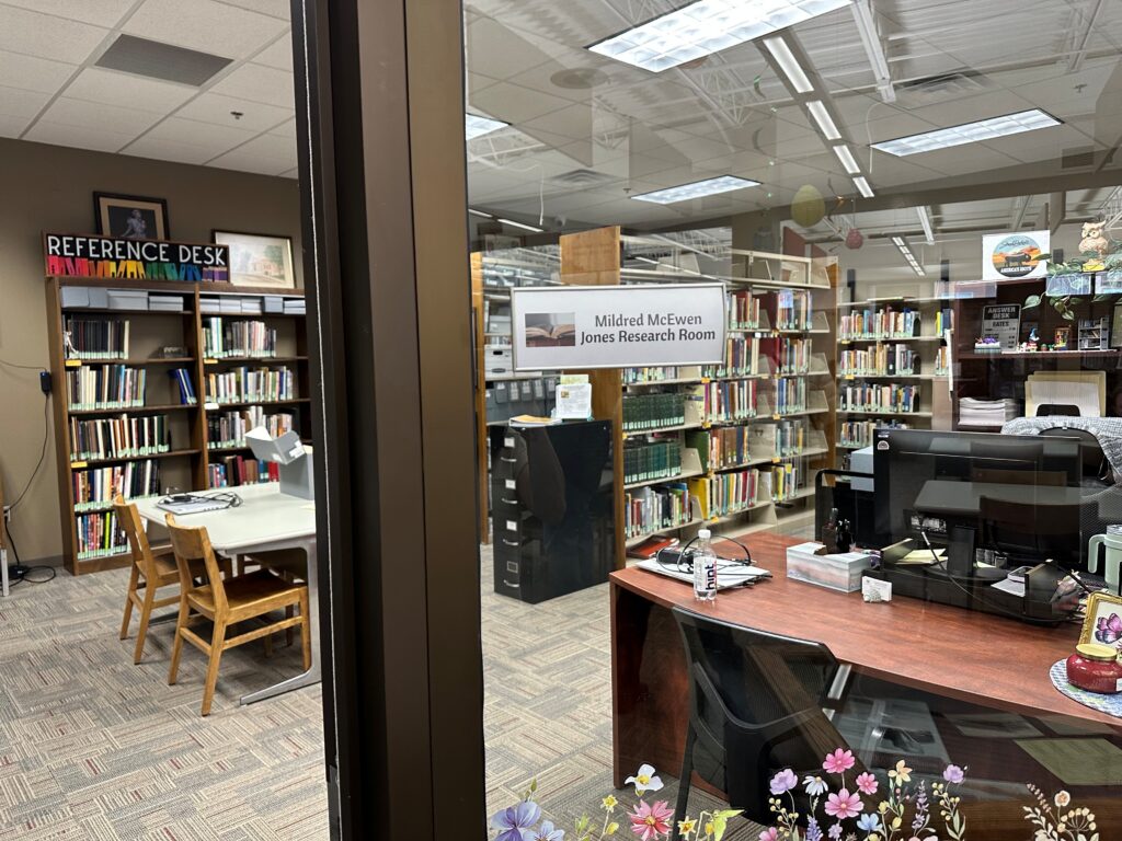 Courtesy Photo
The nameplate of the newly-designated Mildred McEwen Jones Research Room.
