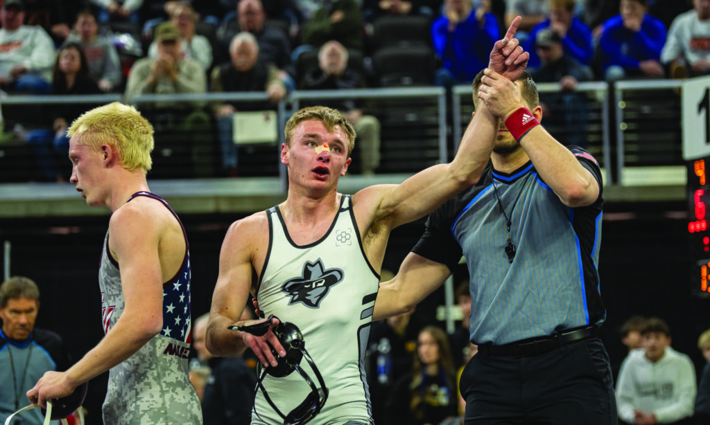 SOUTH DAKOTA PUBLIC BROADCASTING Talon Ping of Miller/Highmore-Harrold wins the title at 132 pounds.