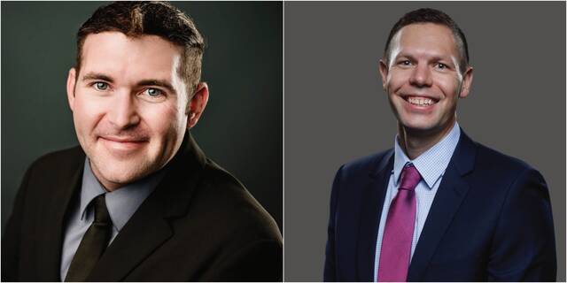 Courtesy Photos The Beadle County Democrat Forum will hear from city commission candidates Drew Weinreis, left, and Josh Carr, right, at their gathering on Monday, April 27, at Ryans Hangar, beginning at 6 p.m.