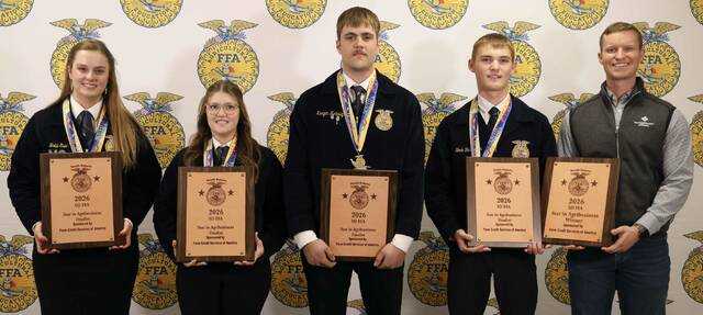 Courtesy photo Star in Agribusiness photo from L-R: Bobbi Eide, Mercedes Jones, Keagen Kettwig, Noah Felderman, Jeremiah Johnson Farm Credit Services
