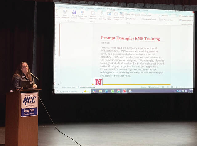 Courtesy Photo Dr. Amanda Garrison of Northern State University instructs attendees at an AI workshop, held April 8 and 15 at Huron Community Campus.
