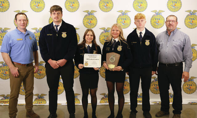 Courtesy Photo Milk Quality & Products 1st place team photo L-R: Willow Lake: Seth Poppen, Kadee Frankfurth, Hadley Gjerde, Max Bratland