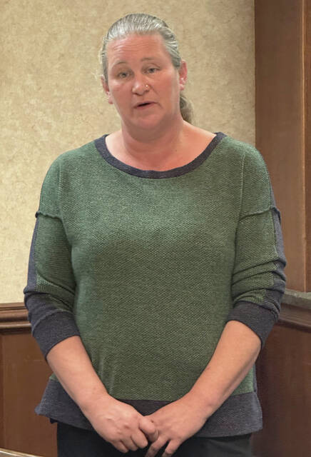 Benjamin Chase/Plainsman Deanna Helvik, Executive Director of the Huron Area Senior Center, speaks to the Beadle County Republican Women on Thursday at Ryans Hangar.